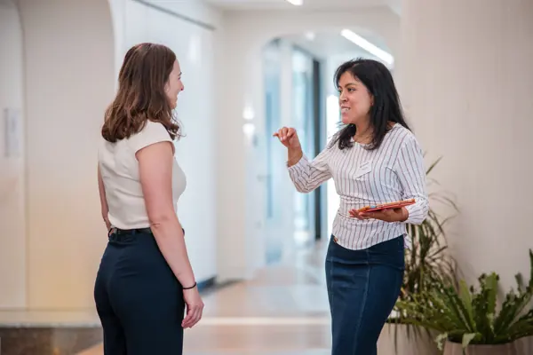 Guests in conversation during the event at Goodwin — Management Incentives in the AI Era