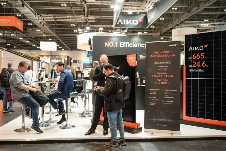 A wide view of a featured technology stand at Fáilte Solar at Solar & Storage
