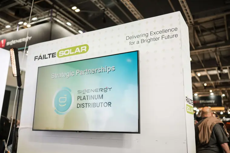 Fáilte Solar’s product information display at Fáilte Solar at Solar & Storage