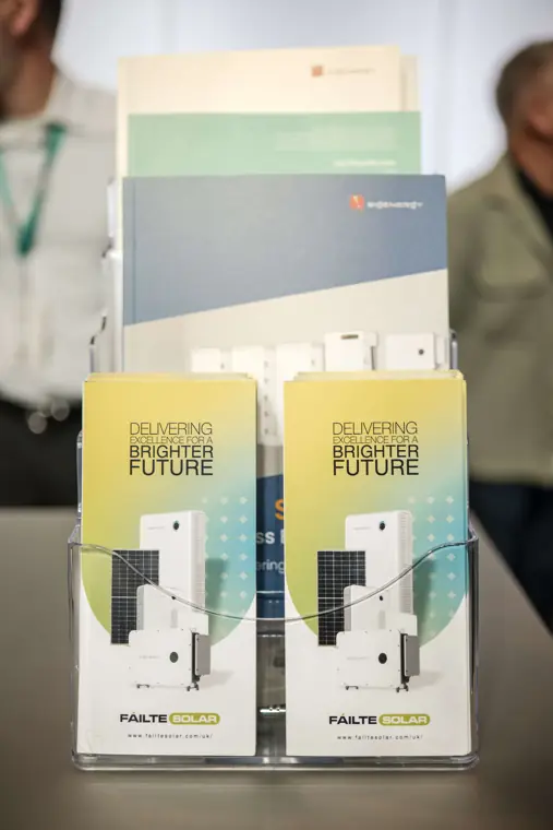 Featured product information and display materials at Fáilte Solar at Solar & Storage