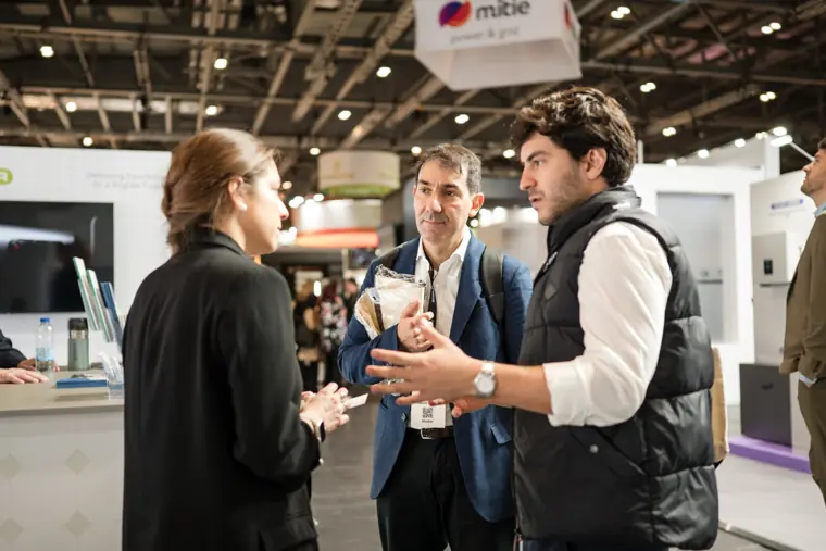A conversation being recorded at the stand at Fáilte Solar at Solar & Storage
