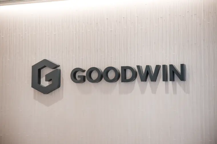 Goodwin branding inside the London venue at Goodwin Tavern.