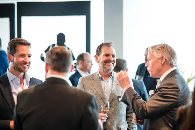 Guests meeting during the reception at Goodwin Tavern.