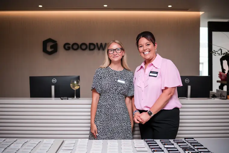 Two members of the welcome team at Goodwin Tavern.