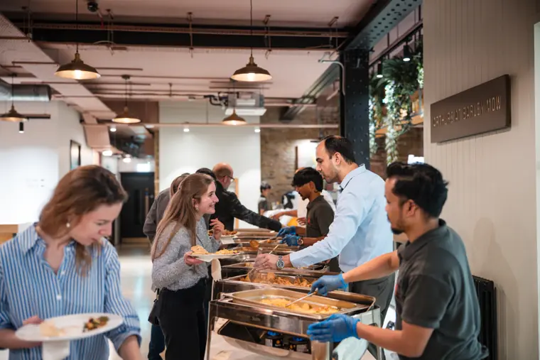Food service during the networking evening.