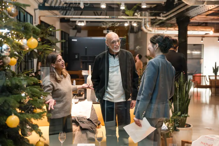 Guests connecting near the reception area.