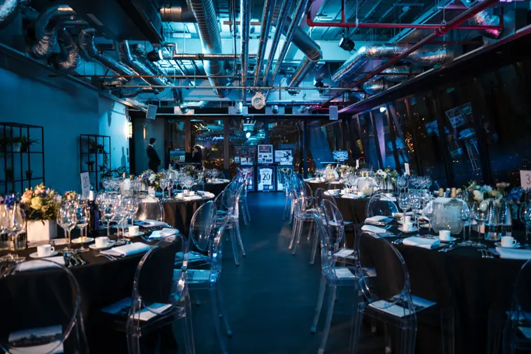 A view down the length of the awards hall.