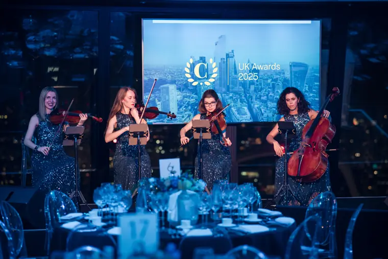 The quartet performing for arriving guests.