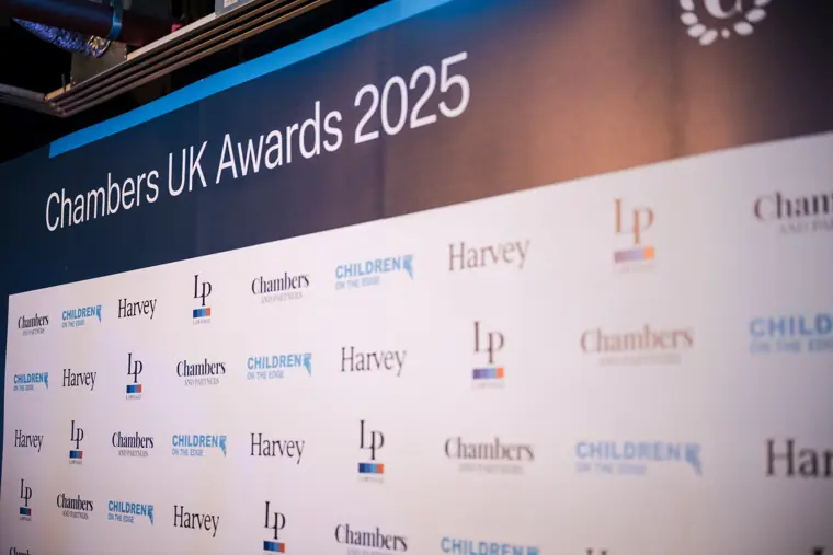 Chambers UK Awards branding on the backdrop.