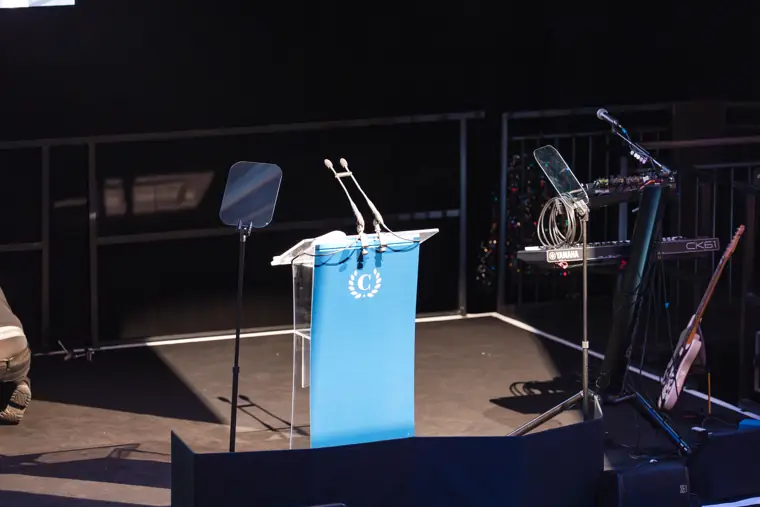 The Chambers awards lectern set for the ceremony.