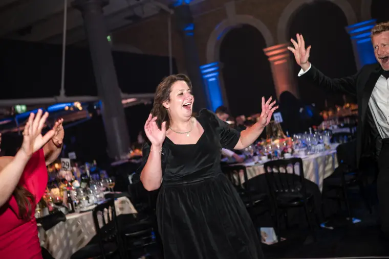 A guest dancing after the ceremony.