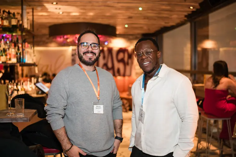 Two guests at the evening reception.