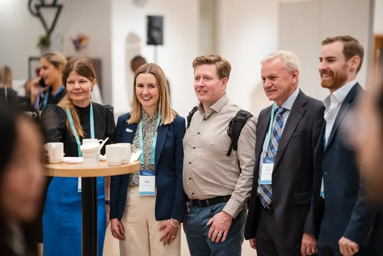 Guests connecting at the investor meeting.