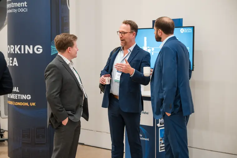 Guests connecting at the investor meeting.