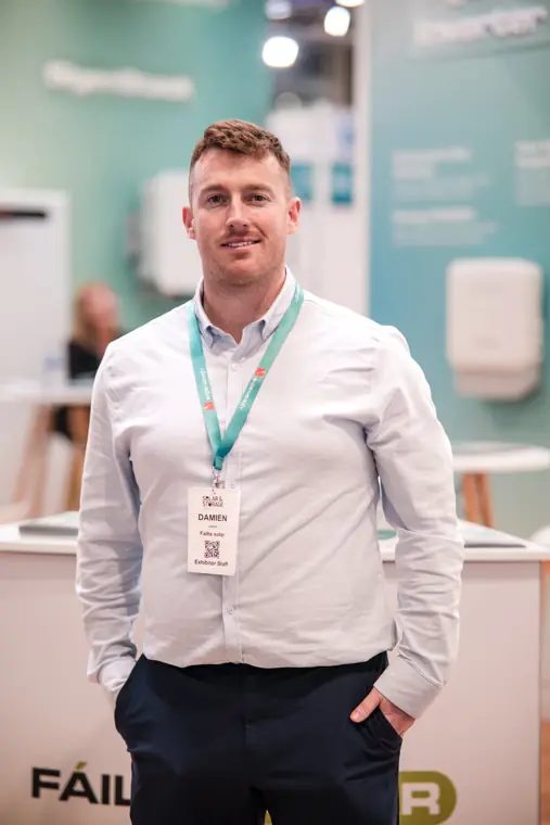A Fáilte Solar team member photographed at the exhibition.
