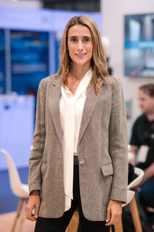 A visitor portrait in the exhibition hall.