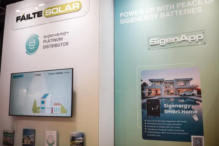 The Fáilte Solar and Sigenergy display wall.