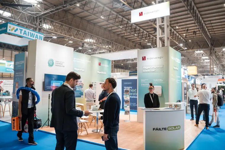 The stand and surrounding exhibition aisle.