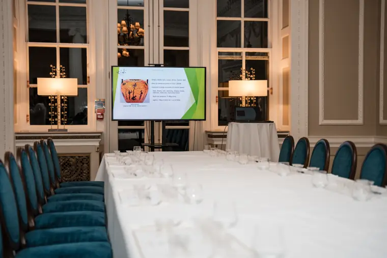 Dining room ready for the networking gathering.