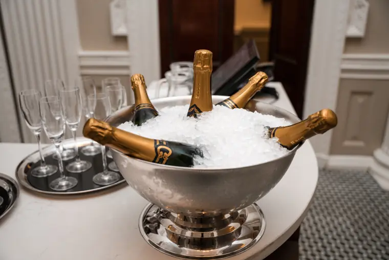 Champagne on ice for the evening reception.