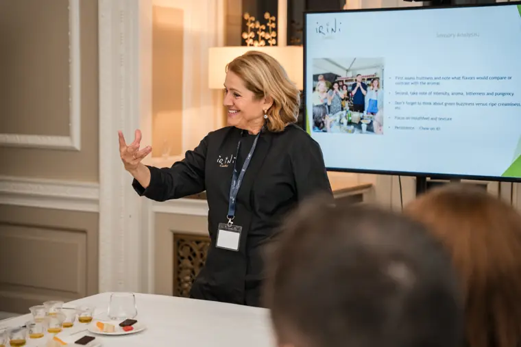 Host presenting the tasting activity.