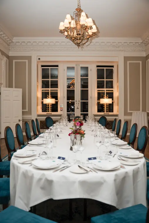 Dinner room prepared for the next part of the event.