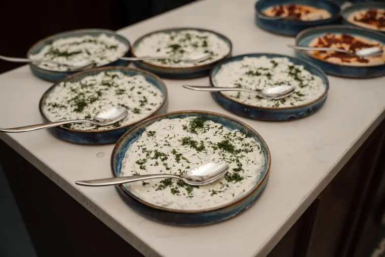 Shared dishes prepared for the table.