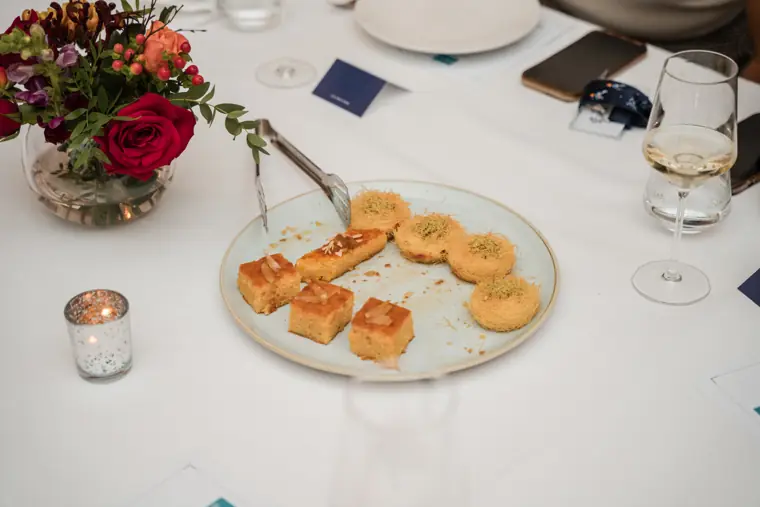 Dessert served after dinner.