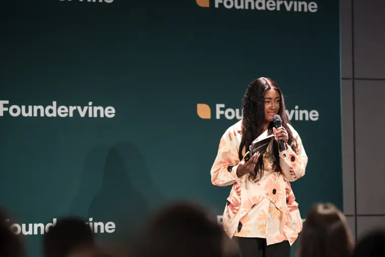 Speaker sharing ideas at Founderfest.