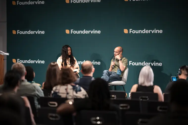 Speaker sharing ideas at Founderfest.