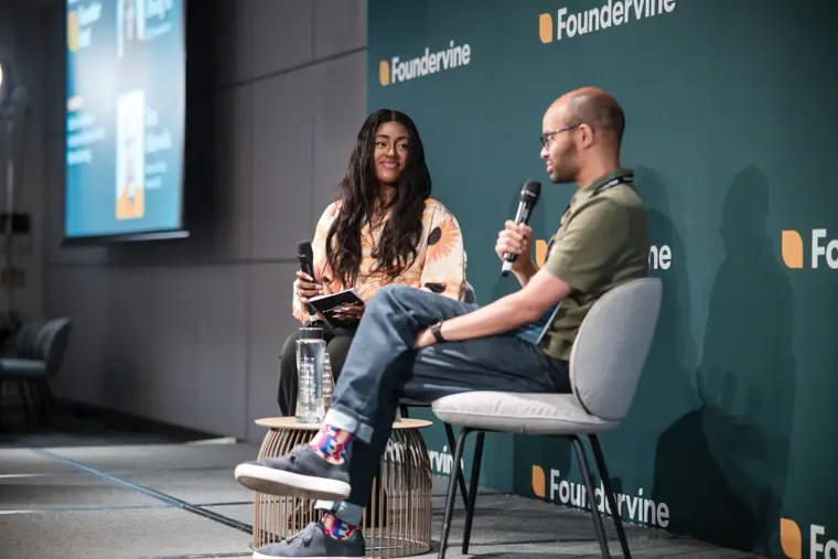 Speaker sharing ideas at Founderfest.