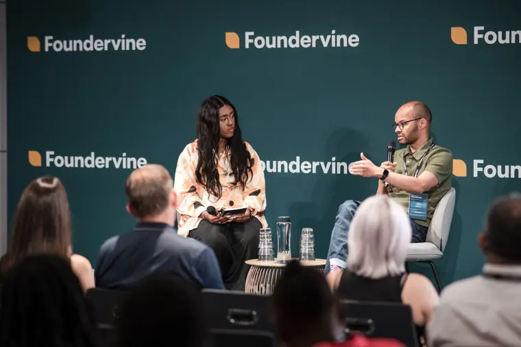 Speaker sharing ideas at Founderfest.