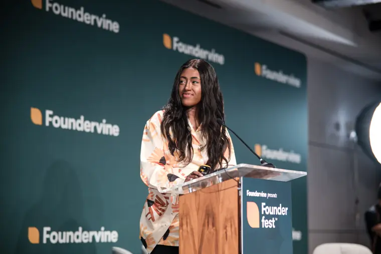 Speaker sharing ideas at Founderfest.