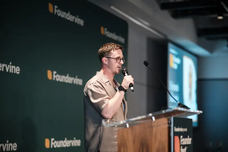 Speaker sharing ideas at Founderfest.
