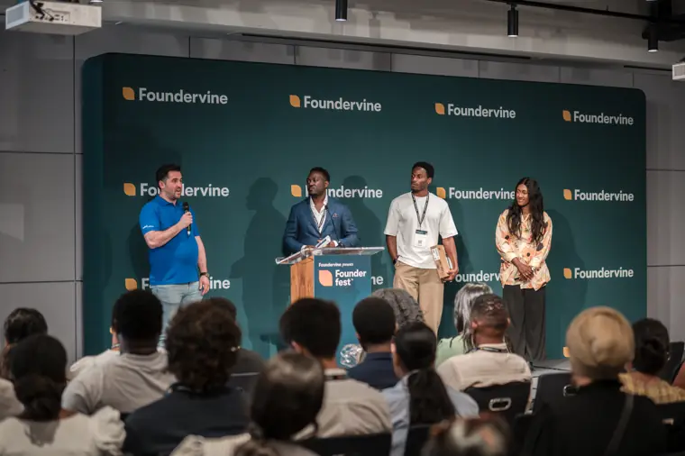 Founders presenting in the pitching competition.