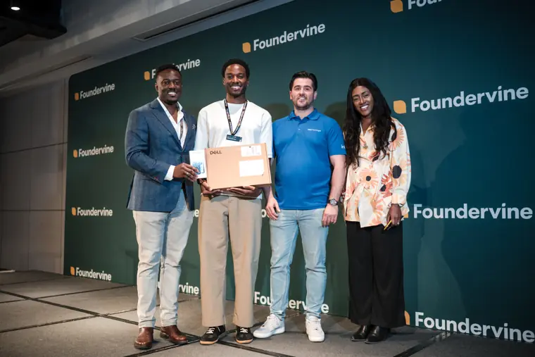 Pitching competition finalists on stage.