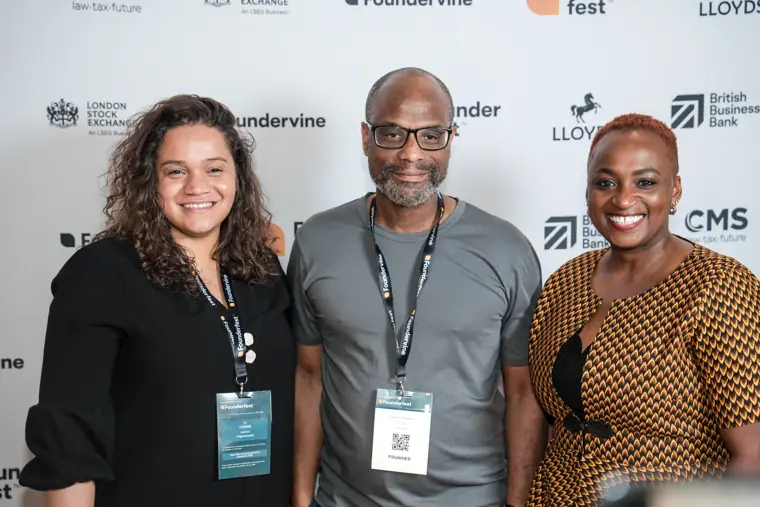 Founderfest guests at the photo wall.