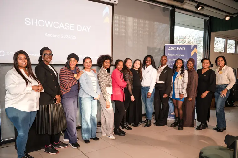 Founders and organisers pose together at the end of Showcase Day.