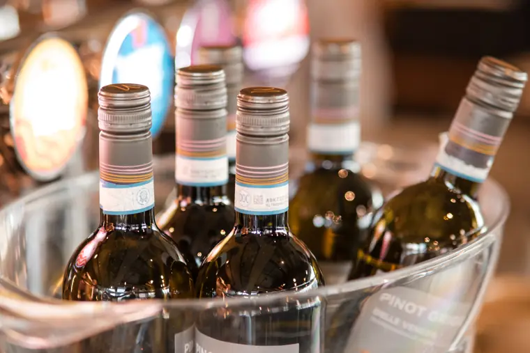 Bottles prepared for the event reception.