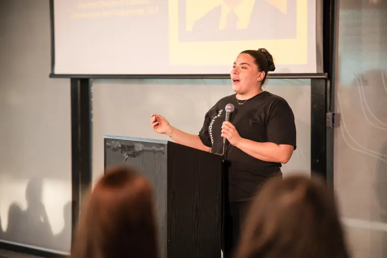 A speaker introduces the final part of the programme.