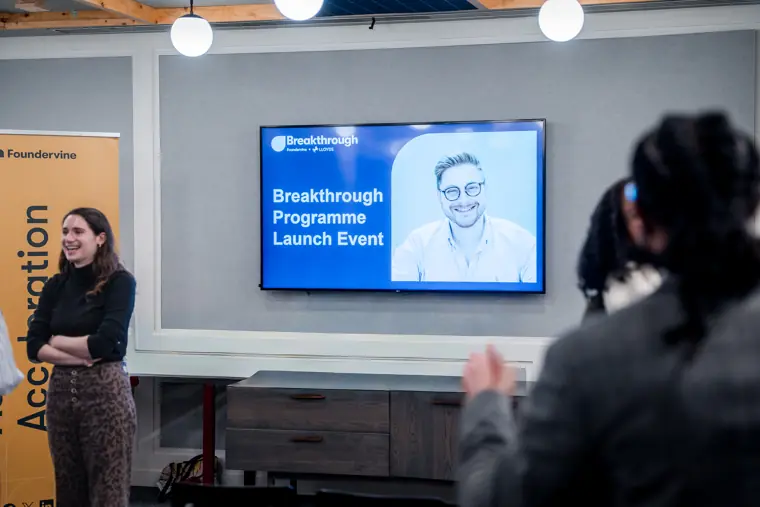 A presentation during the Foundervine launch event.