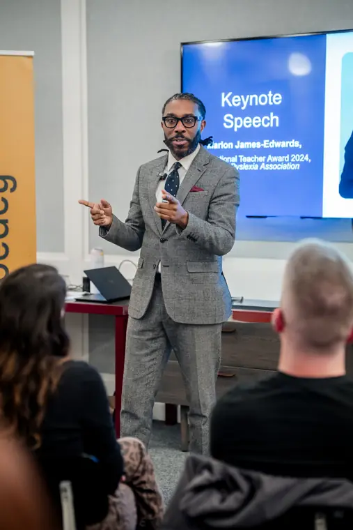 A speaker addresses the Breakthrough programme launch.