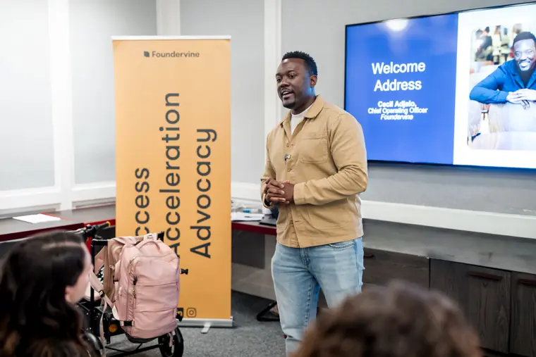 A presentation during the Foundervine launch event.