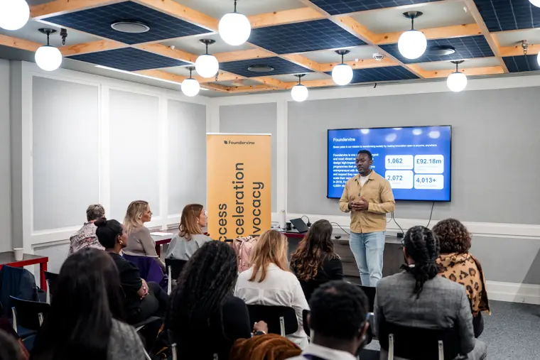 A presentation during the Foundervine launch event.