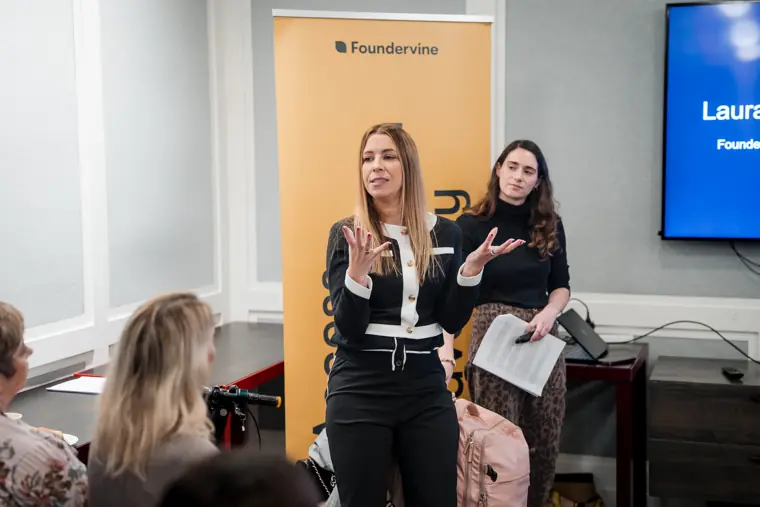 A presentation during the Foundervine launch event.