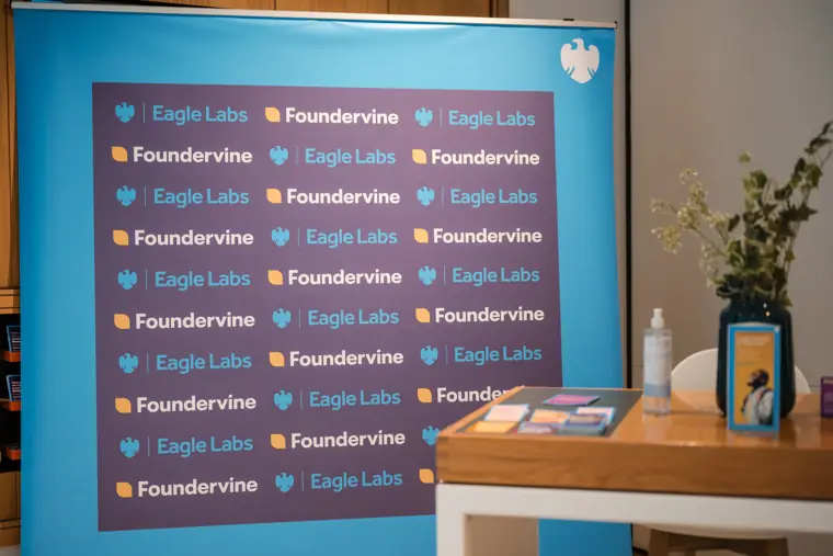 The Foundervine and Barclays event backdrop.