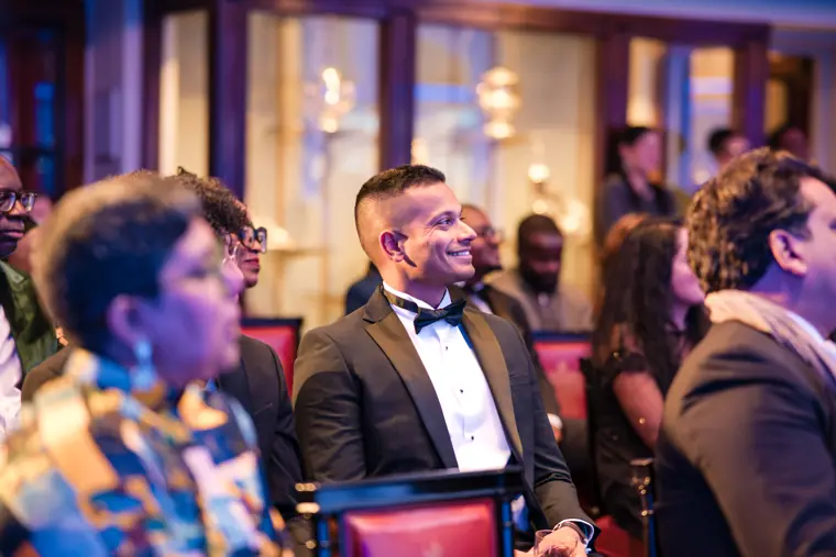 An attendee reacts to the ceremony.