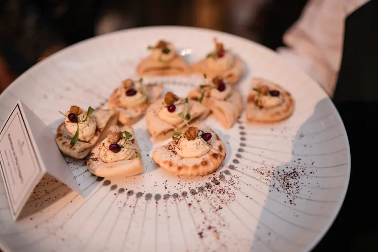 Canapés prepared for the awards reception.