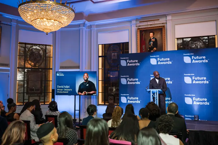 The awards ceremony seen across the room.
