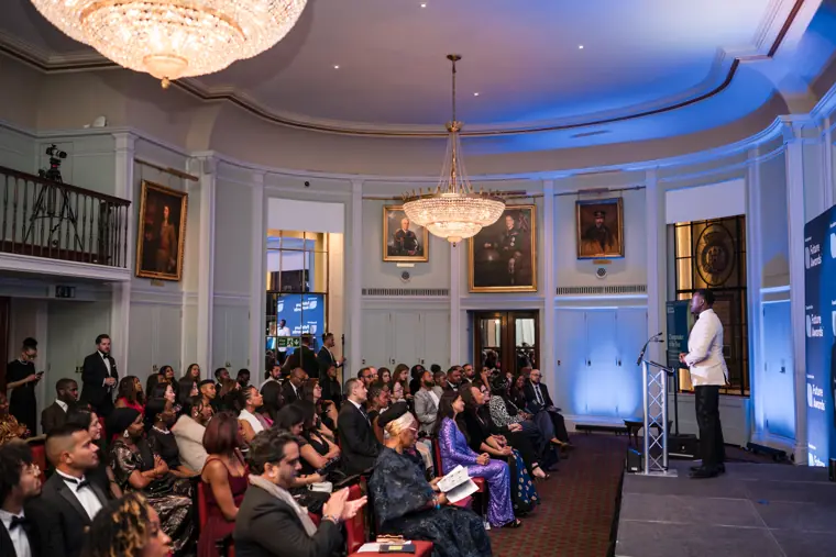 A wide view of the audience and stage.
